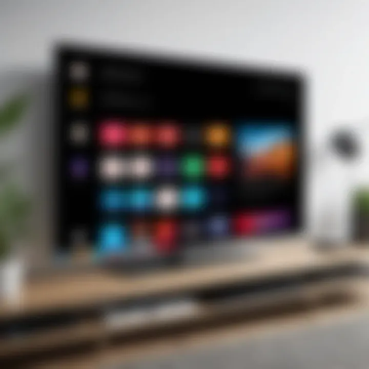 A television displaying various streaming options via Chromecast
