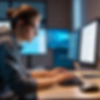 An individual deeply engaged in writing code on a computer