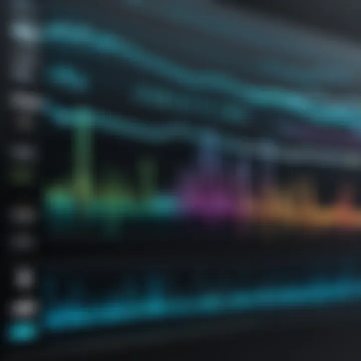 Sophisticated audio equalizer visualization on screen