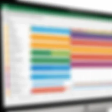 Color-coded Gantt chart demonstrating project phases and tasks