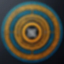 A visually striking circular QR code integrated into a modern design