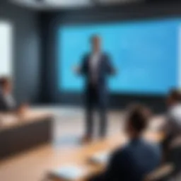 Artistic representation of a confident speaker addressing an audience