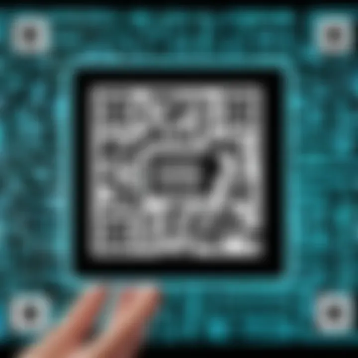 Visual demonstration of scanning a QR code with augmented reality features