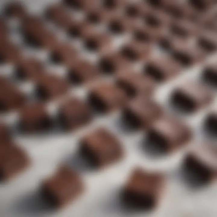 Dark chocolate squares on a marble table