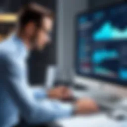 Illustration depicting a sales professional analyzing complex data insights