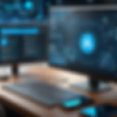 Digital Connectivity Enhanced with Telegram Messenger on Desktop Abstract representation of digital connectivity with Telegram Messenger on desktop