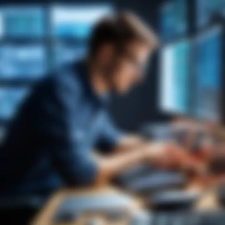 Illustration showcasing computer engineer designing complex systems