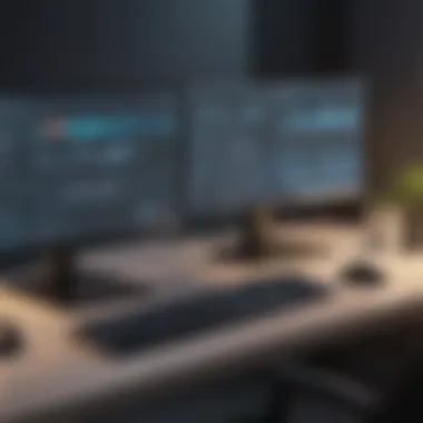 Elevated Productivity with Dual Monitor Setup Illustration of enhanced viewing experience with dual monitors