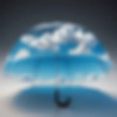 Cloud Security Umbrella Illustration representing cloud security as a protective umbrella over data