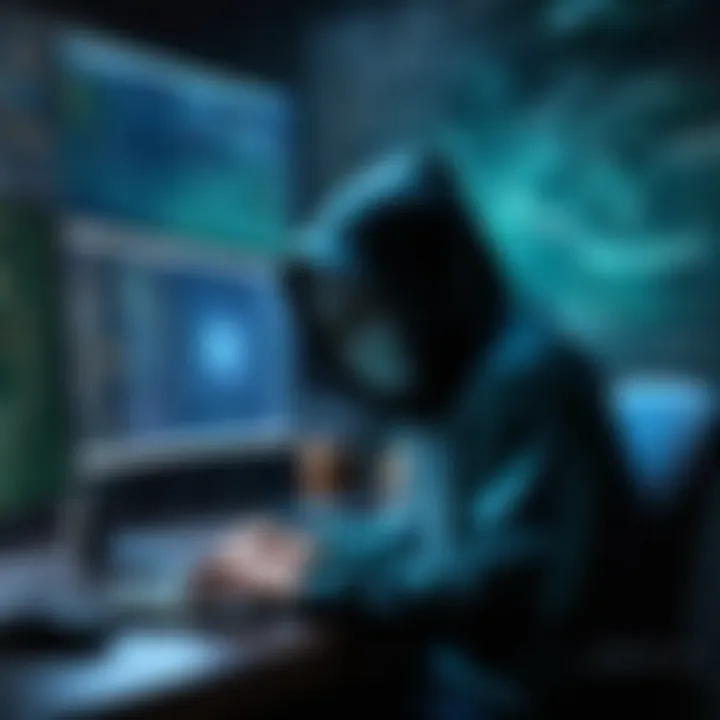 A symbolic image representing ethical dilemmas related to dark web activities