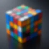 A digital representation of the Rubik's Cube with algorithmic patterns overlaid