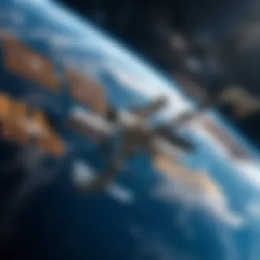 The ISS Orbiting Earth A visualization of the ISS orbiting Earth against a starry background