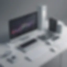 Abstract technology concept in remote work setting