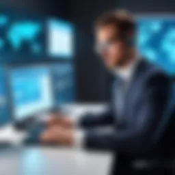 Illustration of a cyber security analyst at work, monitoring systems