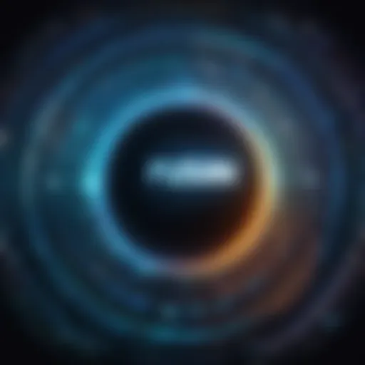 An abstract representation of coding languages merging with entertainment technology, symbolizing the fusion of computer science and infotainment.