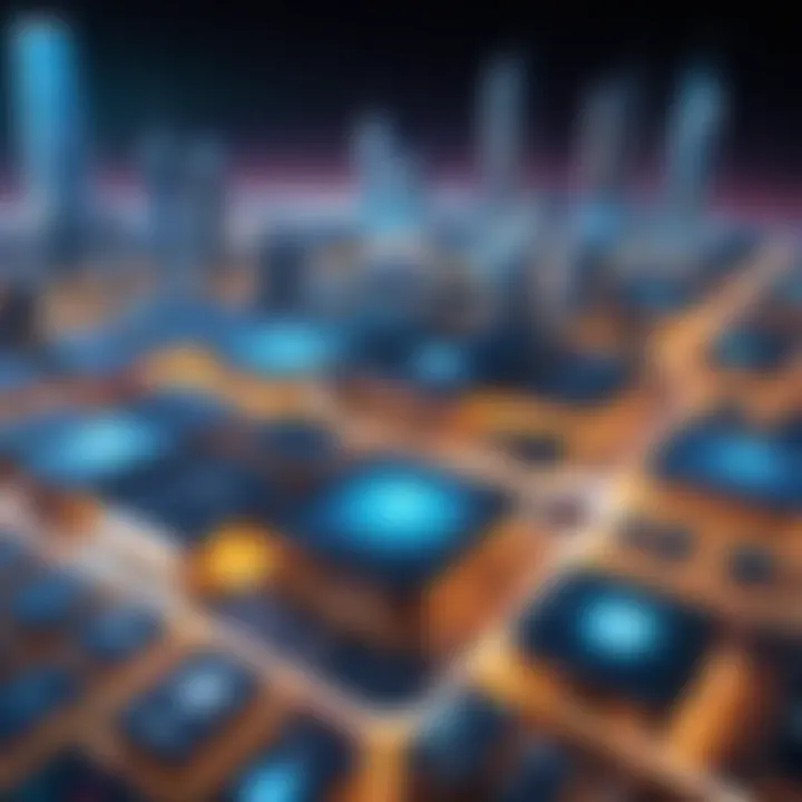 A futuristic depiction of the evolving landscape of MERN development and its potential trends.