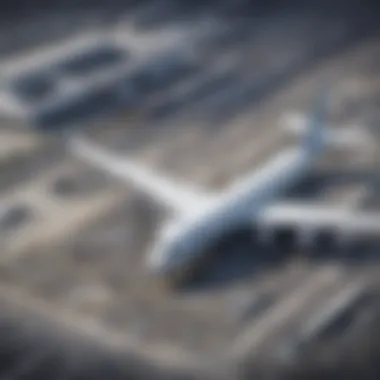 Aviation Hub: International Airport Scene International airport bustling with activity and diverse aircraft