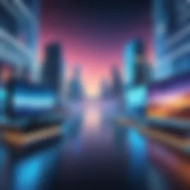 An immersive depiction of the metaverse, showcasing virtual environments.