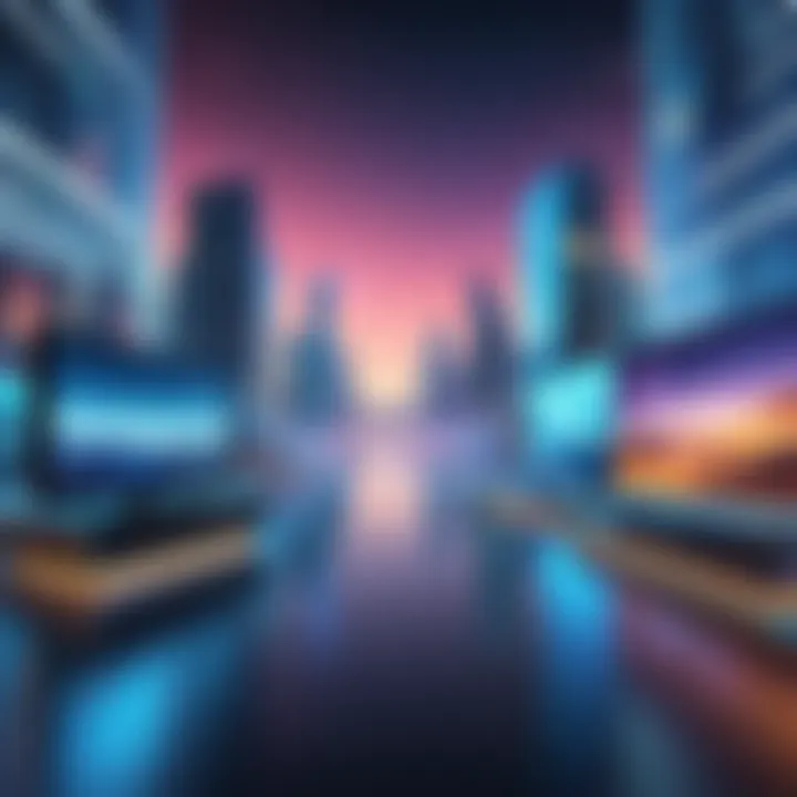 An immersive depiction of the metaverse, showcasing virtual environments.