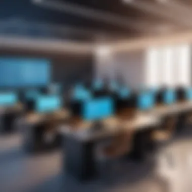 Engaging Learning Environments with Code Compilers A modern classroom setting where students engage with online code compilers.