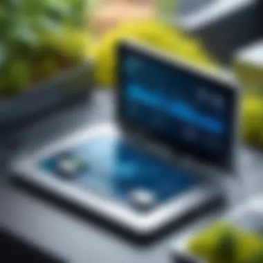 An artistic depiction of environmental monitoring through IoT technology.