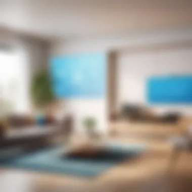Smart Home Ecosystem An illustration of interconnected smart devices in a modern living space.