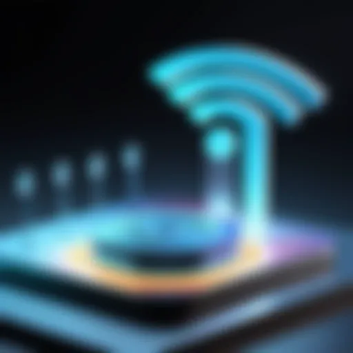 Visual representation of wifi signal coverage area.