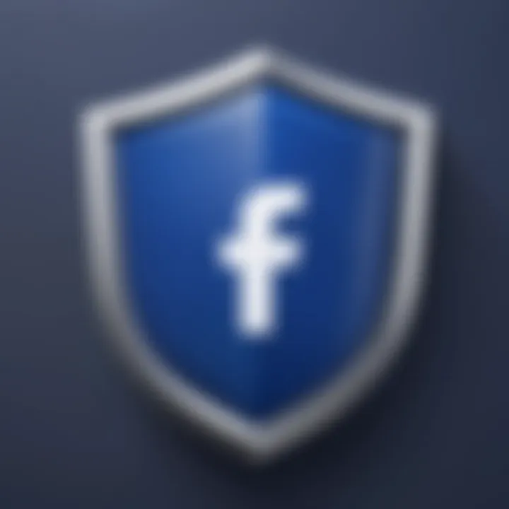 Illustration showing a shield protecting a Facebook logo