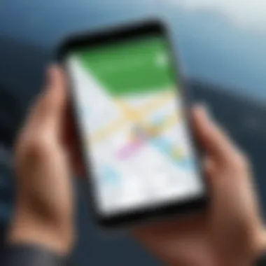 Utilizing GPS Technology for Location An individual using a GPS device to find their current location.