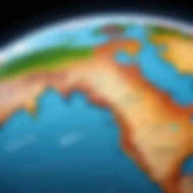 Exploring Global Coordinates A detailed map showcasing latitude and longitude lines across the globe.