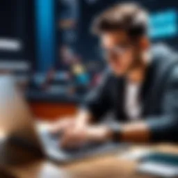 Freelancer developer working on a laptop