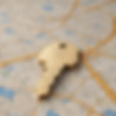 Unlocking Location Services Golden key unlocking digital map interface