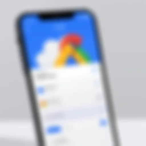 Illustration of Google Cloud Storage interface on iPhone