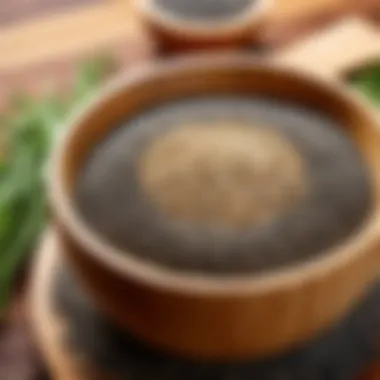 Nutrient-packed chia seeds in a wooden bowl