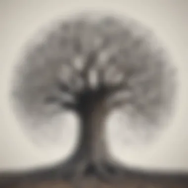 Abstract depiction of historical roots intertwining with modern interpretations of democracy