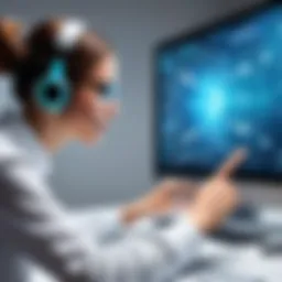 A person engaging with a high-tech interface, showcasing the interaction with modern technology.