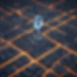 Illuminated city map with key symbol