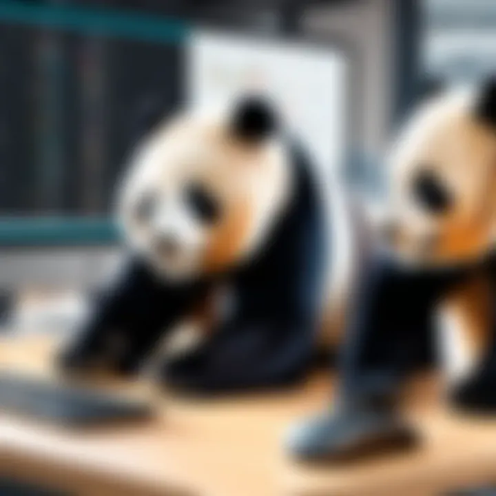Illustration of Pandas library in action for data handling