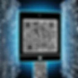 A digital display showcasing various QR codes leading to different links.