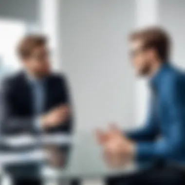 An interview setting with a candidate and interviewer discussing skills