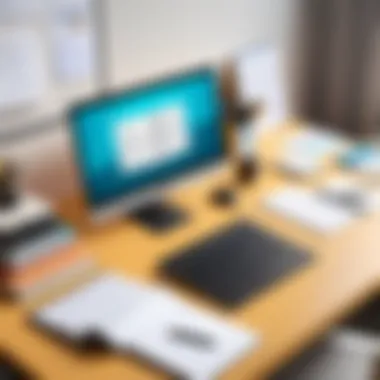 A desk organized with study materials for interview preparation.