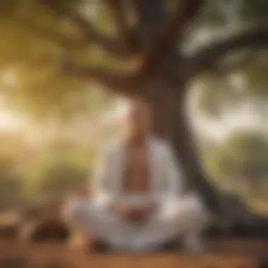 Jain Monk in Deep Meditation Under Bodhi Tree