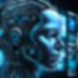 A futuristic representation of artificial intelligence analyzing data patterns
