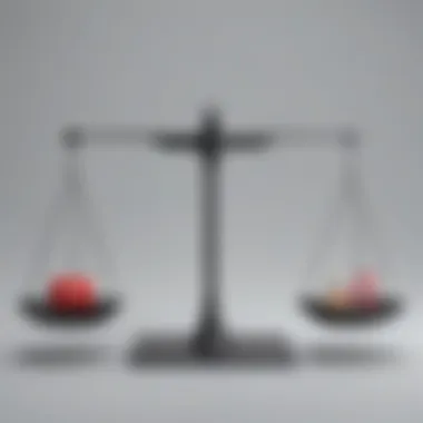 Balancing Legality in Video Downloads Visual metaphor of a legal scale weighing the legality of video downloads