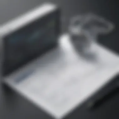 Financial Transactions Recording Abstract depiction of financial transactions being recorded in a journal