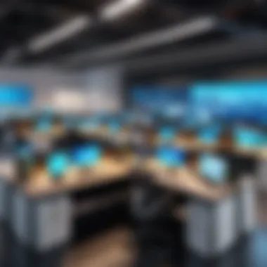 A Glimpse into Amazon's Innovative Work Environment A futuristic workspace showcasing a mix of virtual and physical elements.
