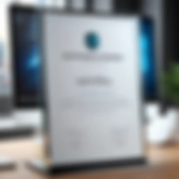 A certificate on a desk symbolizing achievement.