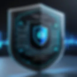 A digital shield representing cyber security.