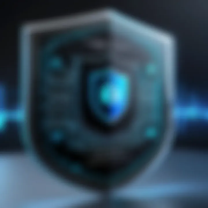 A digital shield representing cyber security.