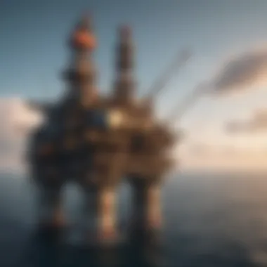 Illustration showing offshore oil drilling platform